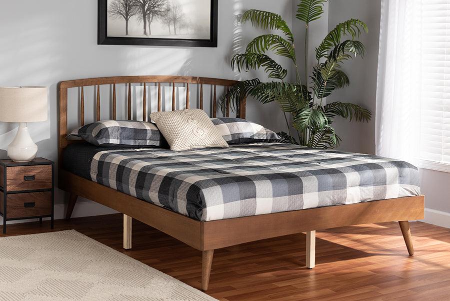 Wholesale Interiors Beds - Paton Mid-Century Modern Walnut Brown Finished Wood King Size Platform Bed