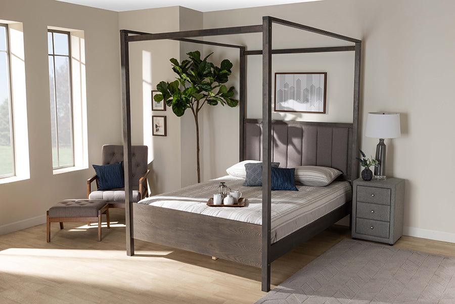 Wholesale Interiors Beds - Natasha King Bed Gray & Dark Grayish Oak