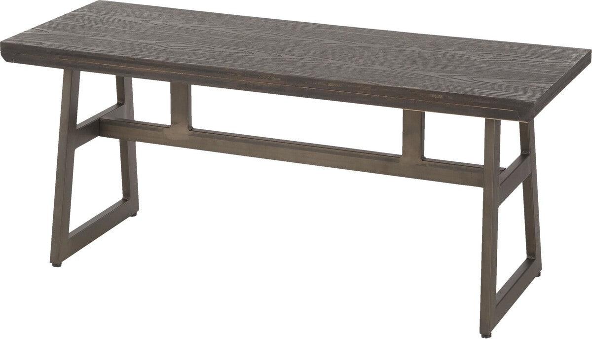Lumisource Benches - Geo Industrial Bench in Antique Metal and Espresso Wood-Pressed Grain Bamboo