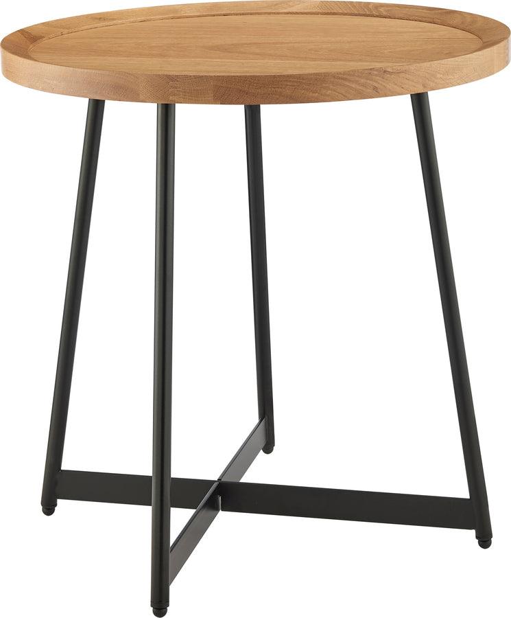 Euro Style Side & End Tables - Niklaus 22" Round Side Table in Oak and Black Base