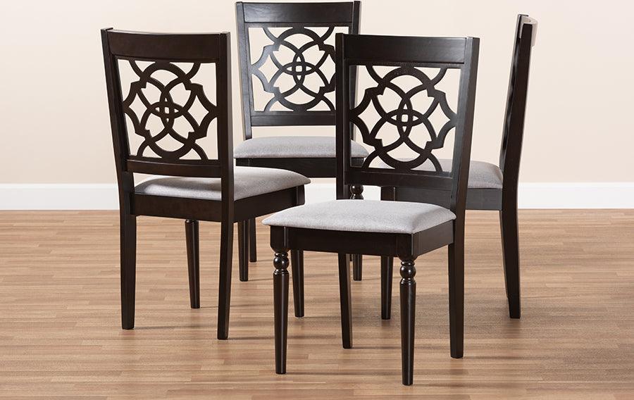 Wholesale Interiors Dining Chairs - Renaud Contemporary Grey Fabric Espresso Brown Wood Dining Chair Set of 4