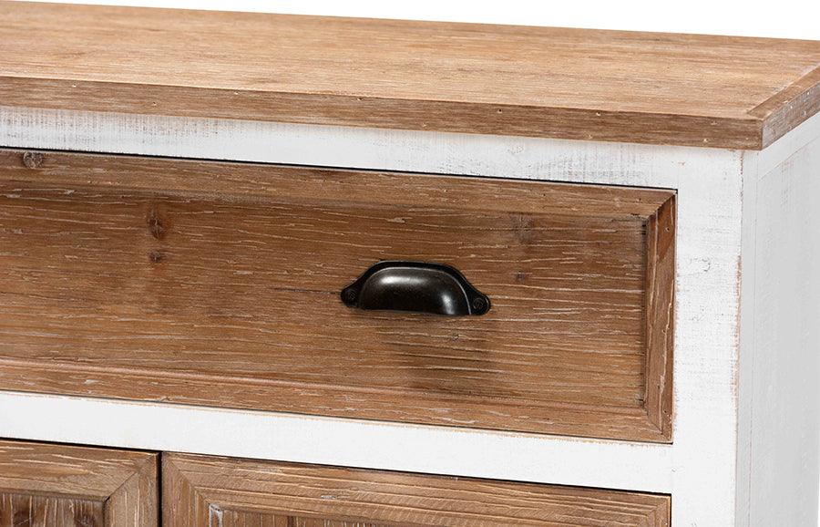 Wholesale Interiors Buffets & Cabinets - Glynn Rustic Farmhouse Weathered Two-Tone White and Oak Brown Finished Wood 2-Door Storage Cabinet