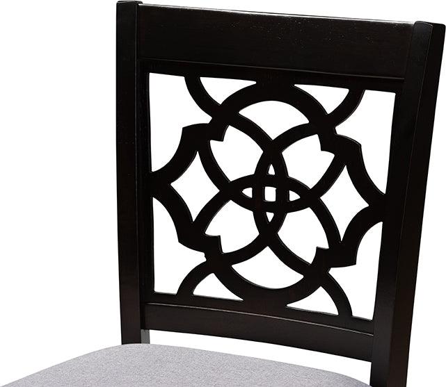 Wholesale Interiors Dining Sets - Arden Modern and Contemporary Grey Fabric Upholstered Espresso Brown Finished 5-Piece