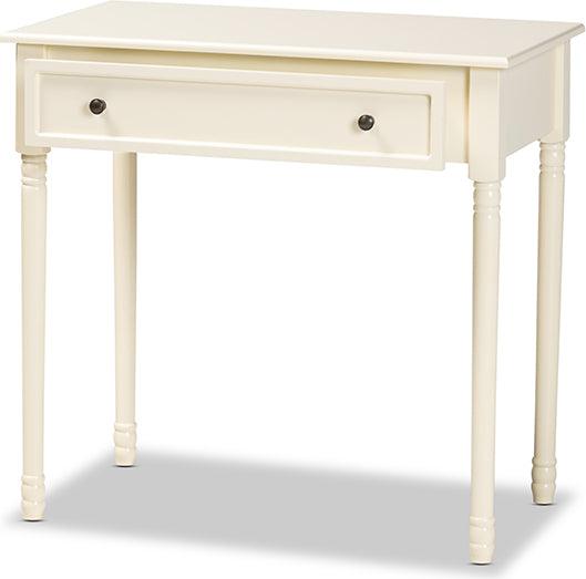 Wholesale Interiors Consoles - Mahler Classic and Traditional White Finished Wood 1-Drawer Console Table