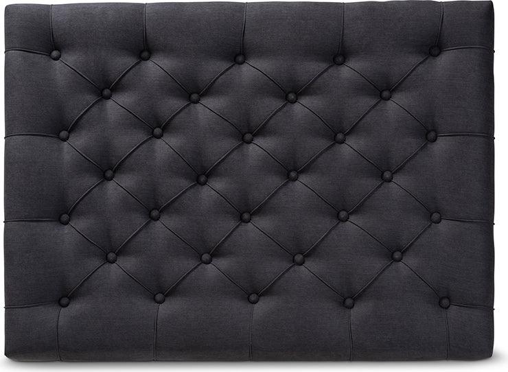 Wholesale Interiors Ottomans & Stools - Lindsey Modern and Rustic Charcoal Linen Fabric and Greywashed Wood Cocktail Ottoman