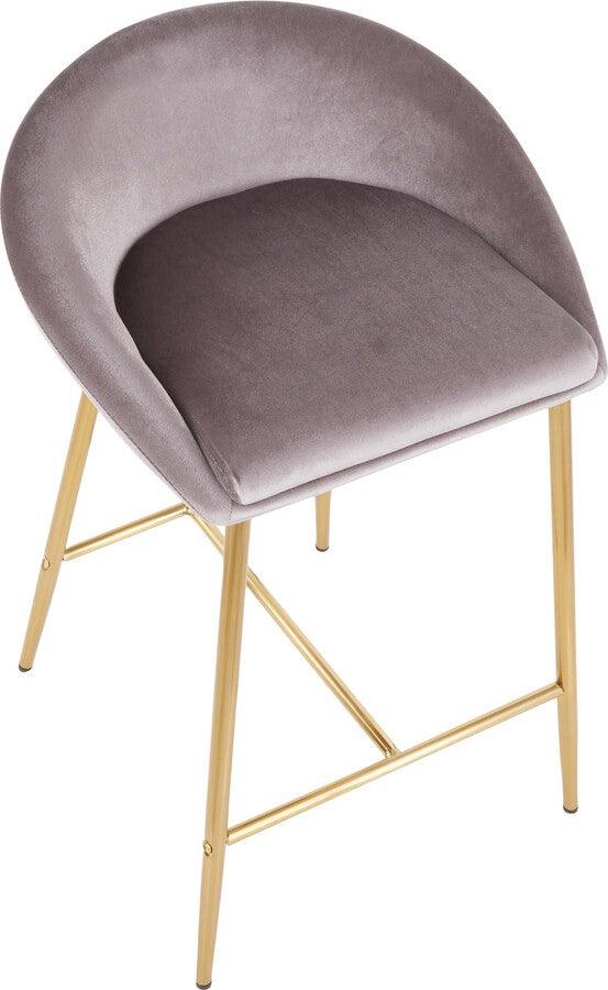 Lumisource Barstools - Matisse Glam 26" Counter Stool with Gold Frame and Silver Velvet - Set of 2