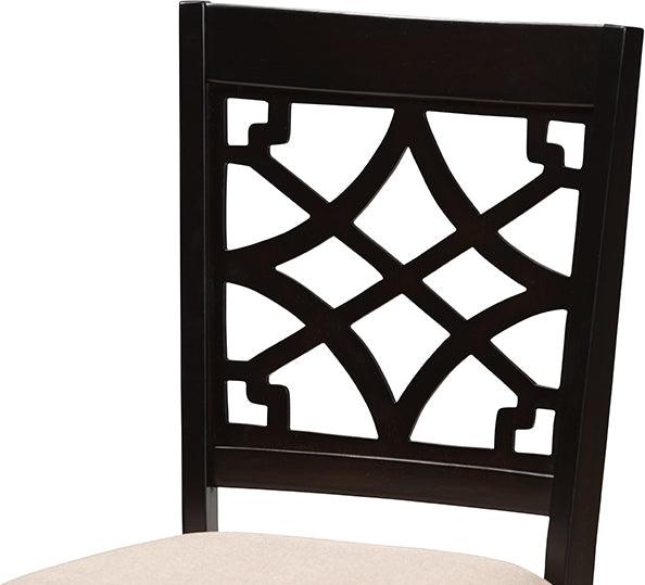 Wholesale Interiors Dining Chairs - Mael Contemporary Fabric Upholstered Brown Finished Wood Dining Chair Set of 4