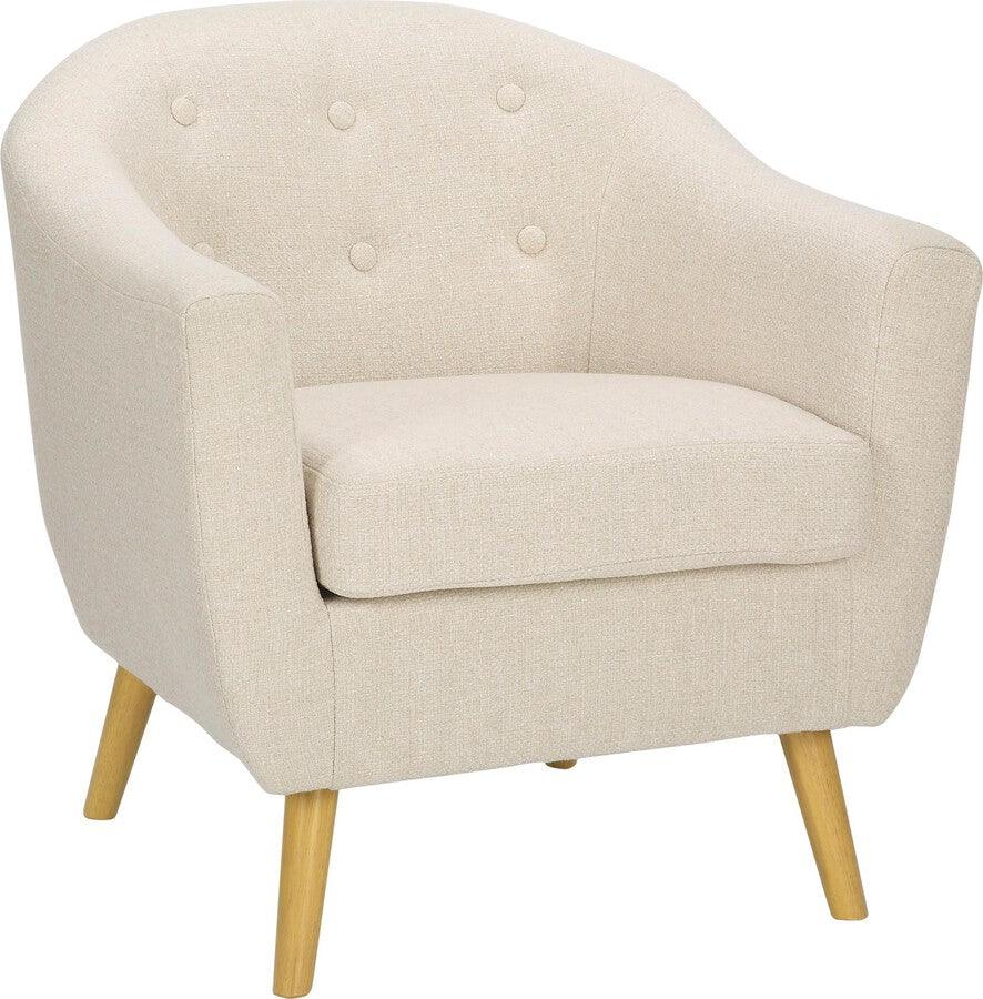 Lumisource Accent Chairs - Rockwell Accent Chair In Cream Fabric & Natural Wood