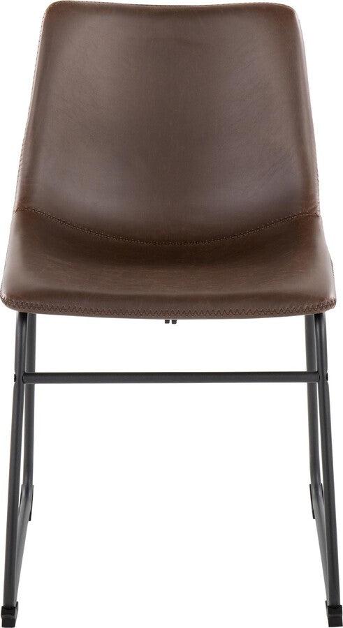 Lumisource Accent Chairs - Duke Industrial Side Chair In Black Steel & Espresso Faux Leather (Set of 2)