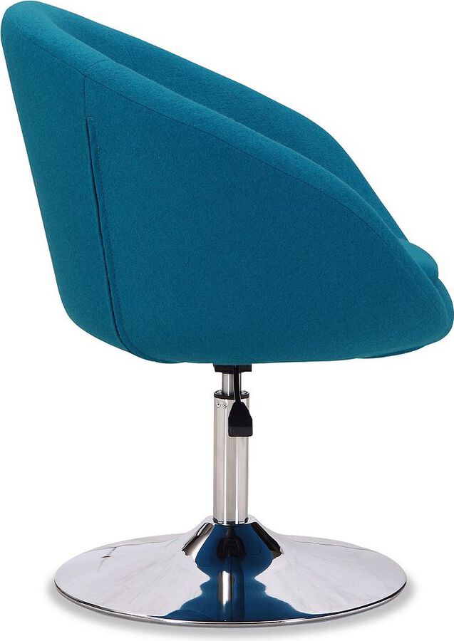 Manhattan Comfort Accent Chairs - Hopper Blue & Polished Chrome Wool Blend Adjustable Height Chair (Set of 2)