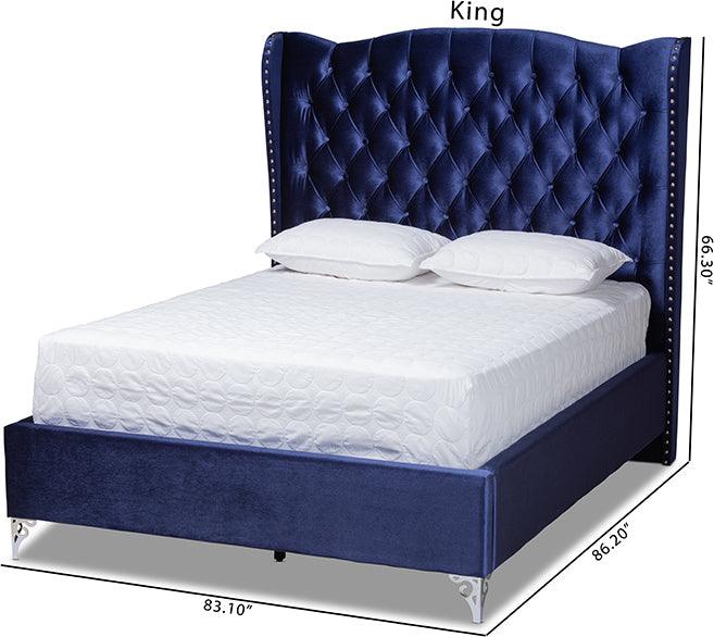 Wholesale Interiors Beds - Hanne Queen Bed Navy Blue