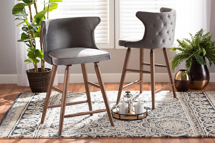 Wholesale Interiors Barstools - Sagira Bar Stool Gray & Walnut Brown