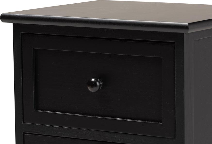 Wholesale Interiors Cabinets & Wardrobes - Dacey Mid-Century Modern Espresso Brown Wood and Rattan 3-Drawer Storage Cabinet