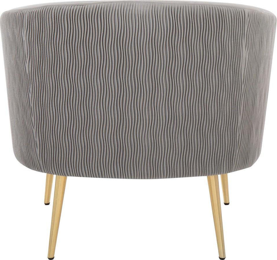 Lumisource Accent Chairs - Tania Pleated Waves Contemporary/Glam Accent Chair In Gold Steel & Silver Velvet