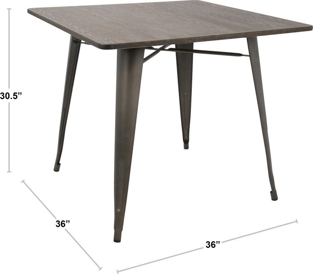 Lumisource Dining Tables - Oregon 36" Industrial-Farmhouse Dining Table in Antique and Espresso