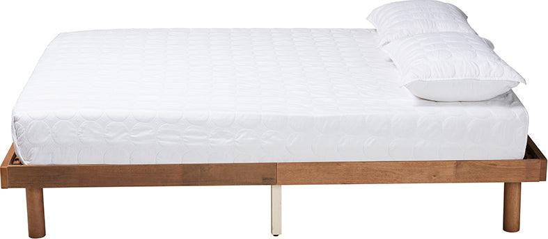 Wholesale Interiors Beds - Winston Mid-Century Modern Walnut Brown Finished Wood Full Size Platform Bed frame