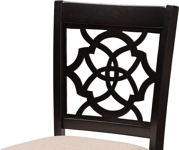 Wholesale Interiors Barstools - Alexandra Sand Fabric Upholstered and Espresso Brown Finished Wood 2-Piece Bar Stool Set