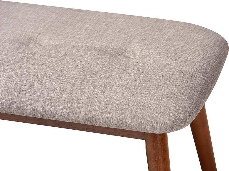 Wholesale Interiors Benches - Flora II Mid-Century Modern Grey Fabric Upholstered Oak Finished Wood Dining Bench