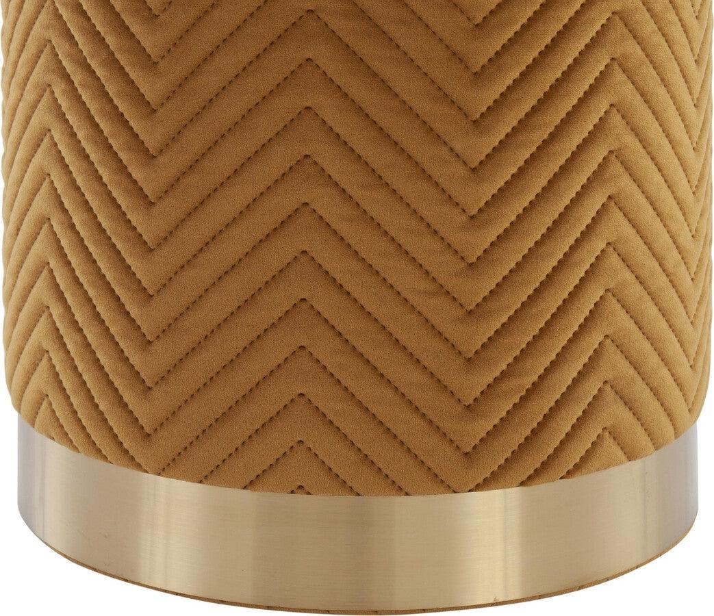 Lumisource Ottomans & Stools - Marla Contemporary/Glam Chevron Ottoman in Gold Steel & Golden Velvet