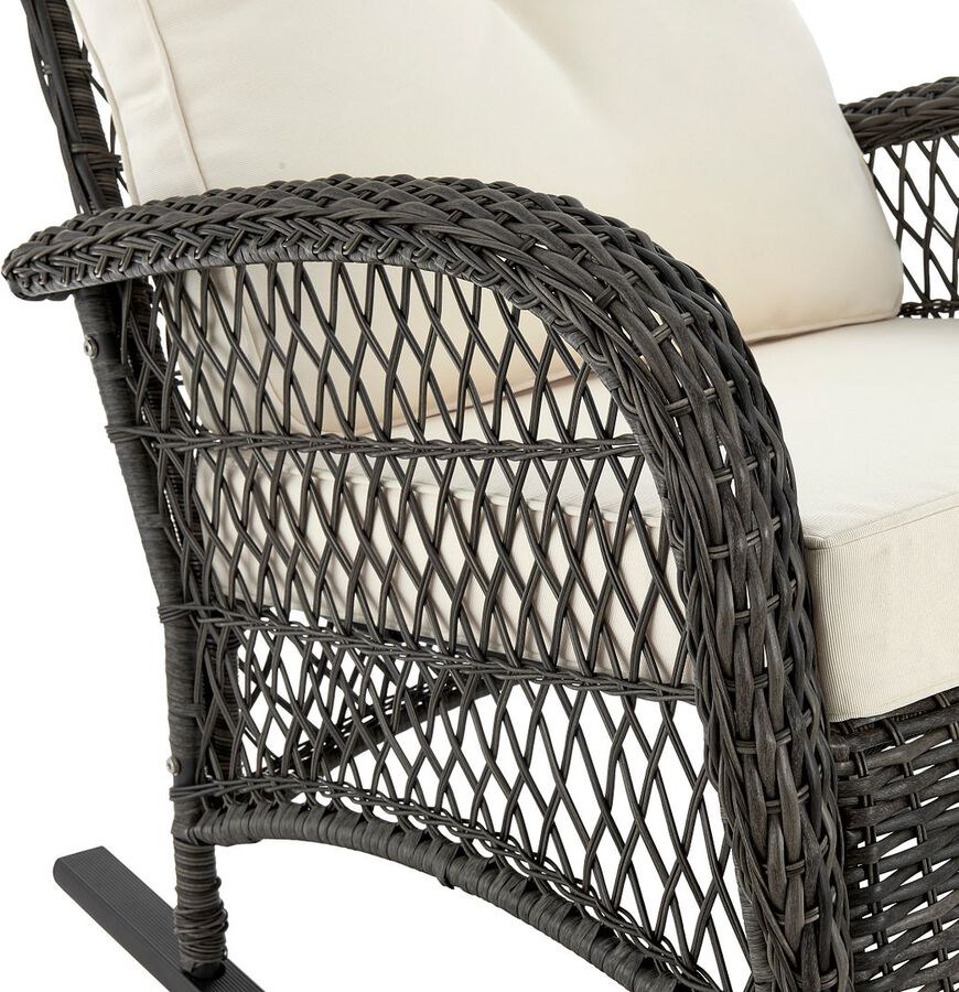 Manhattan Comfort Outdoor Chairs - Fruttuo Patio Rocking Chair with Cream Cushions