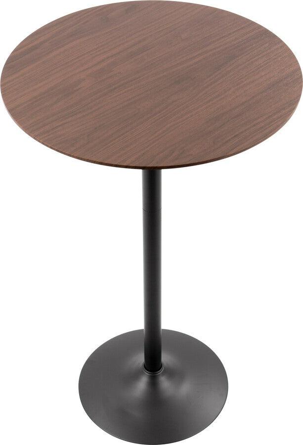 Lumisource Bar Tables - Pebble Mid-Century Modern Table Adjusts From Dining To Bar in Walnut and Black
