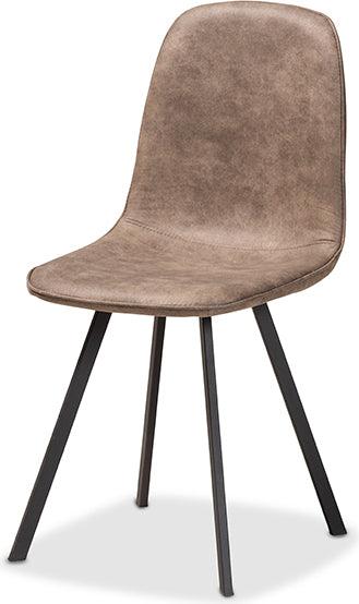 Wholesale Interiors Dining Sets - Filicia Modern Grey Faux Leather Effect Fabric Upholstered and Black Metal 5-Piece Dining Set