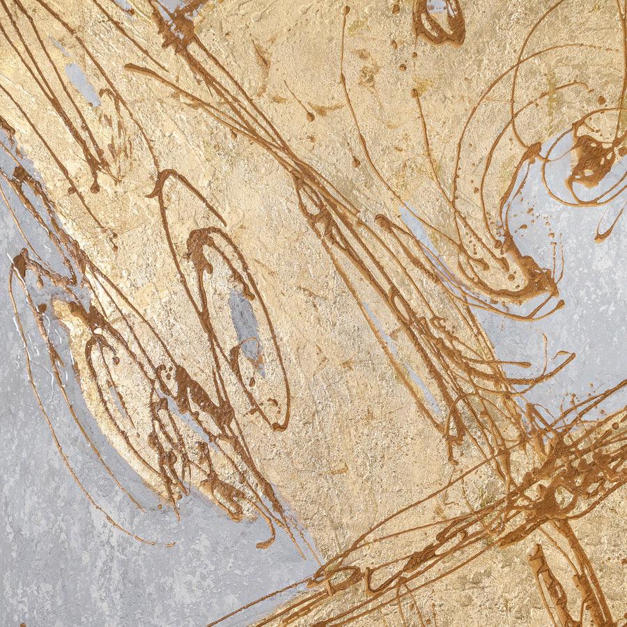Sagebrook Home Wall Art - 74X50 Handpainted Oil Canvas Abstract Gold & Aqua
