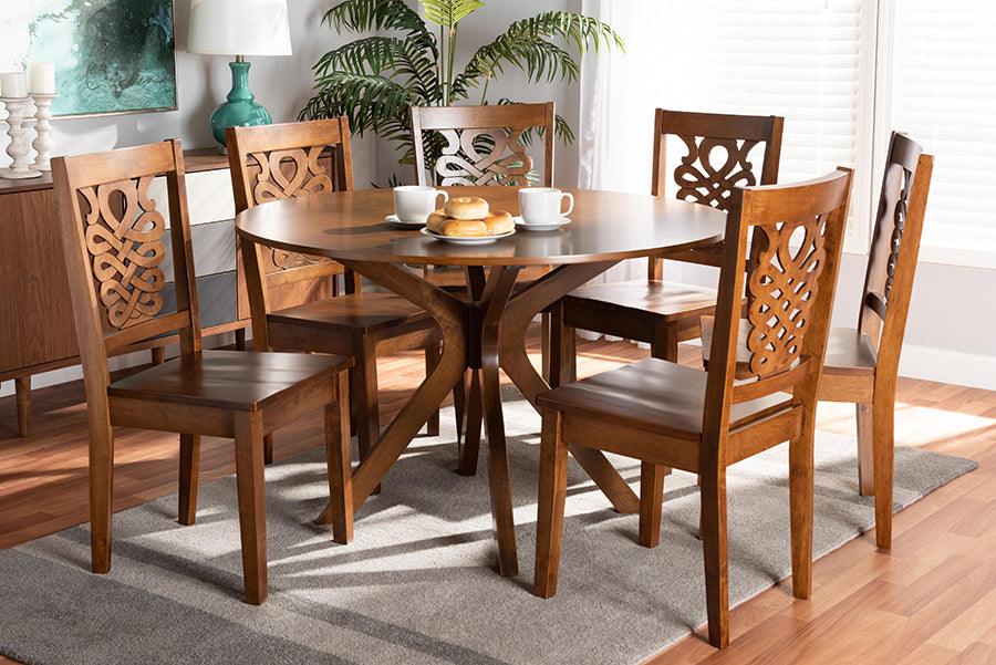 Wholesale Interiors Dining Sets - Liese Walnut Brown Finished Wood 7-Piece Dining Set