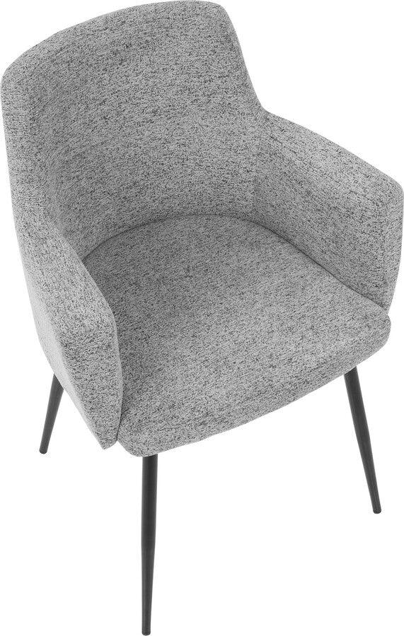 Lumisource Dining Chairs - Andrew Contemporary Dining/Accent Chair in Black with Grey Fabric - Set of 2