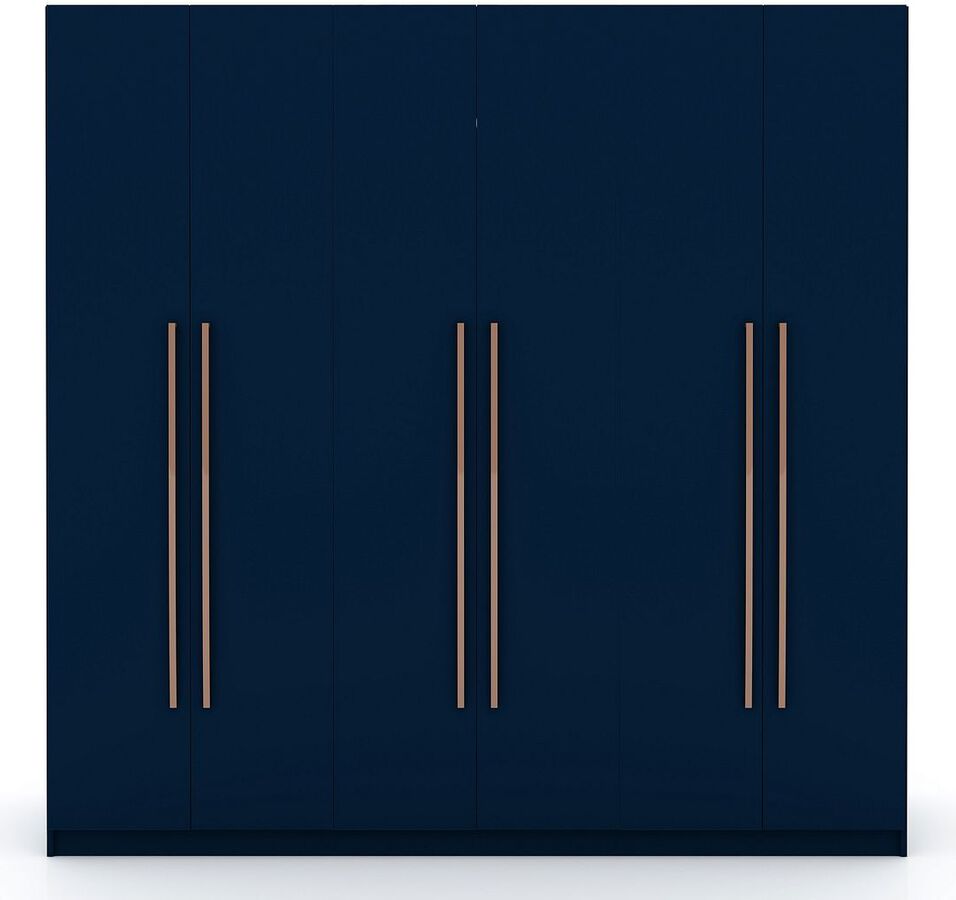 Manhattan Comfort Cabinets & Wardrobes - Gramercy Modern Freestanding Wardrobe Armoire Closet in Tatiana Midnight Blue