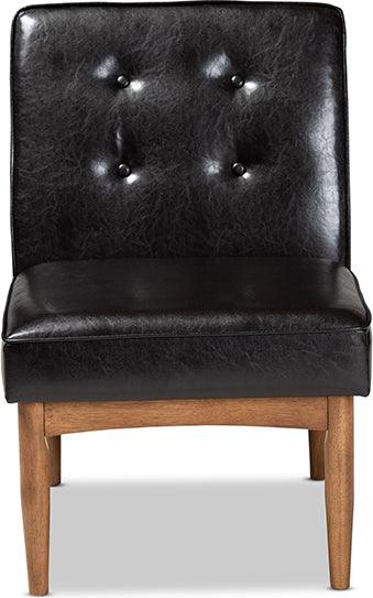 Wholesale Interiors Dining Chairs - Arvid Mid-Century Modern Dark Brown Faux Leather Upholstered Wood Dining Chair