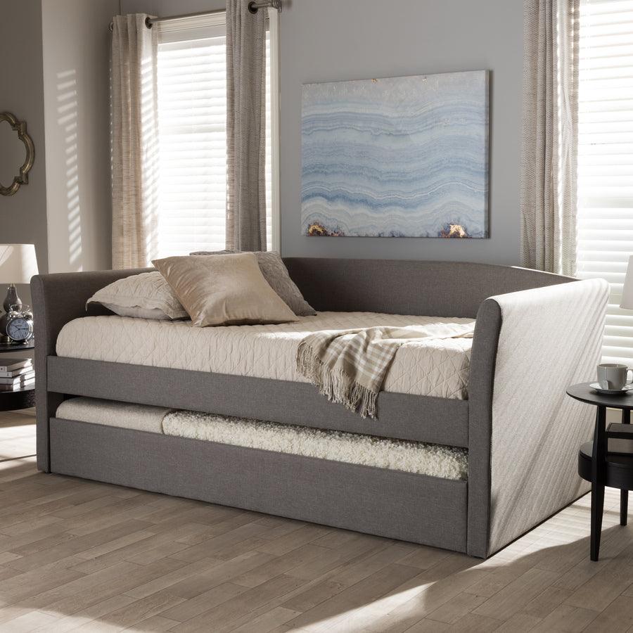 Wholesale Interiors Daybeds - Camino Modern and Contemporary Grey Fabric Upholstered Daybed with Guest Trundle Bed