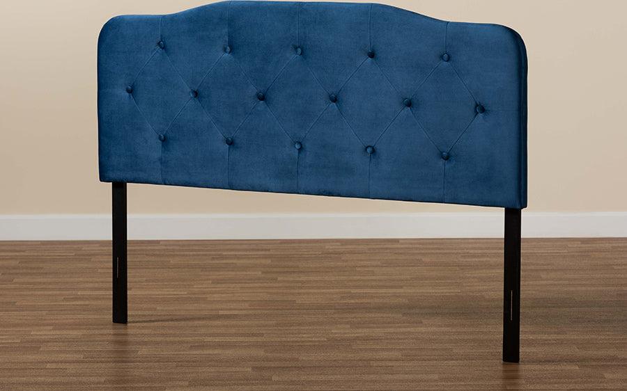 Wholesale Interiors Headboards - Gregory Modern and Contemporary Blue Velvet Full Size Headboard