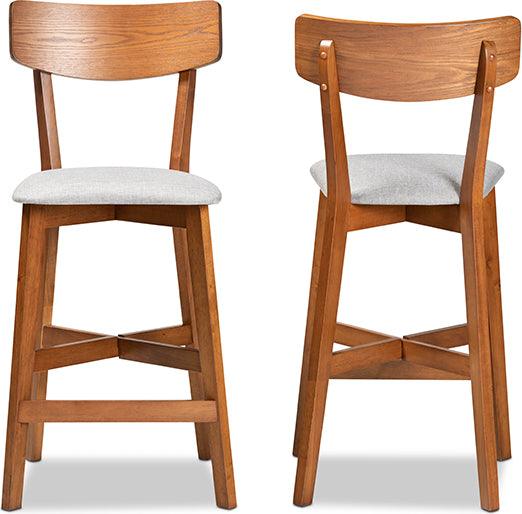 Wholesale Interiors Barstools - Cameron Transitional Grey Fabric and Brown Finished Wood 2-Piece Counter Stool Set