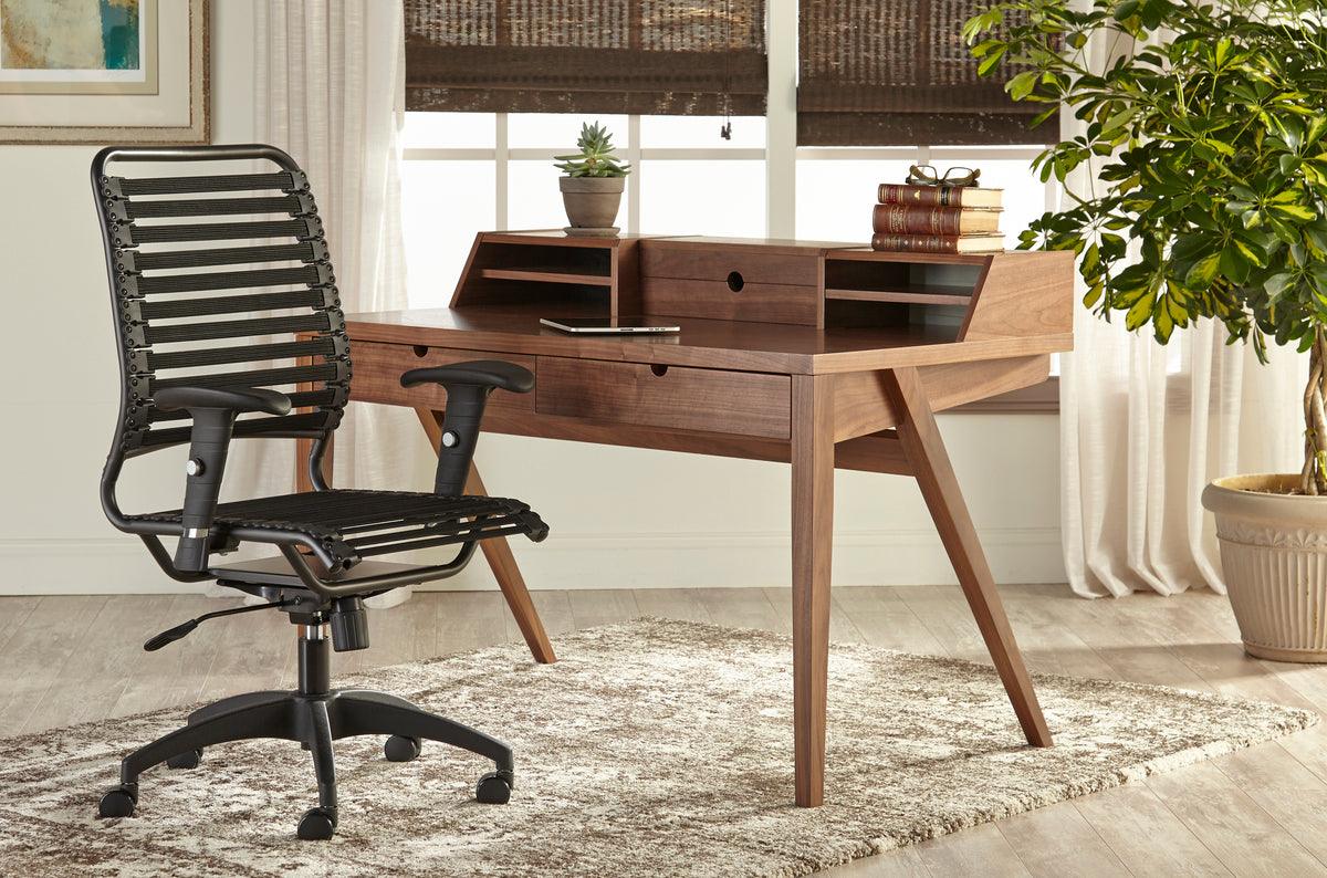 Euro Style Task Chairs - Baba Flat High Back Office Chair Black & Graphite