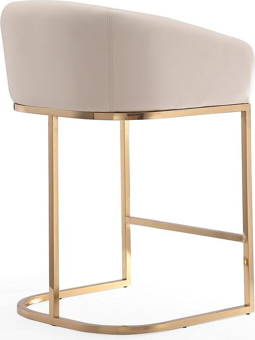 Manhattan Comfort Barstools - Louvre 36 in. Cream and Titanium Gold Stainless Steel Counter Height Bar Stool (Set of 2)
