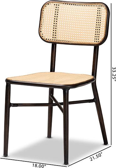 Wholesale Interiors Outdoor Dining Chairs - Katina Dark Brown Finished Metal and Synthetic Rattan 2-Piece Outdoor Dining Chair Set