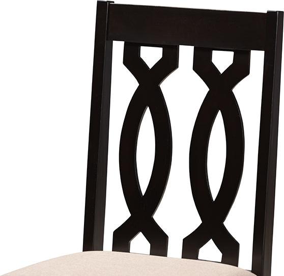Wholesale Interiors Dining Chairs - Cherese Modern Sand Fabric Upholstered Espresso Brown Finished Wood Dining Chair Set of 4