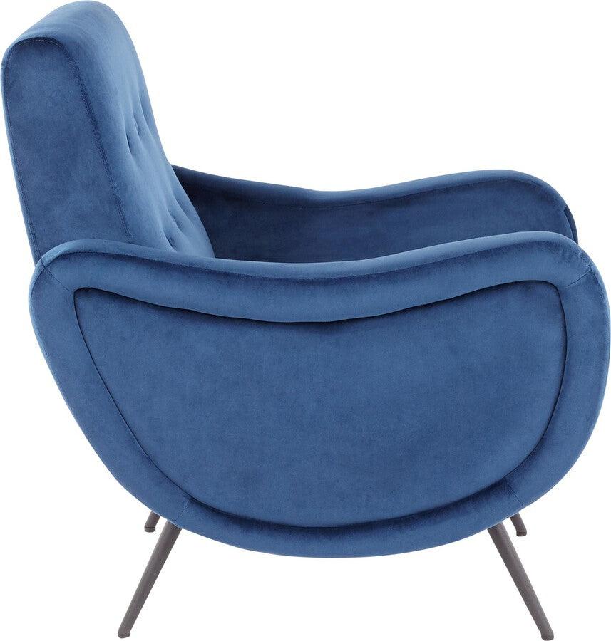Lumisource Accent Chairs - Rafael Lounge Chair 34" Black Metal & Blue Velvet