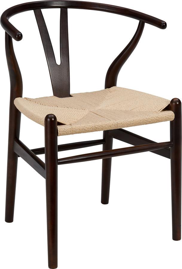 Euro Style Dining Chairs - Evelina Side Chair in Walnut with Natural Rush Seat - Set of 2