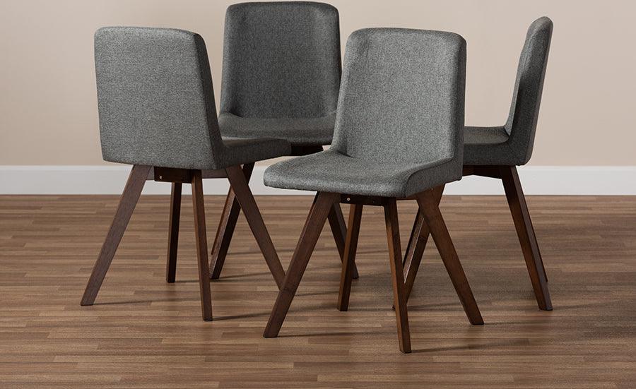 Wholesale Interiors Dining Chairs - Pernille Grey Fabric Upholstered Walnut Finished 4-Piece Wood Dining Chair Set Set