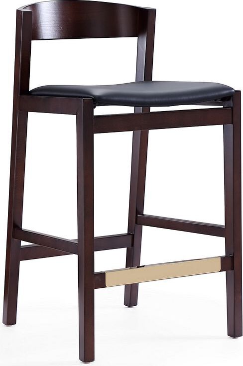 Manhattan Comfort Barstools - Klismos 36.75 in. Black and Dark Walnut Beech Wood Counter Height Bar Stool