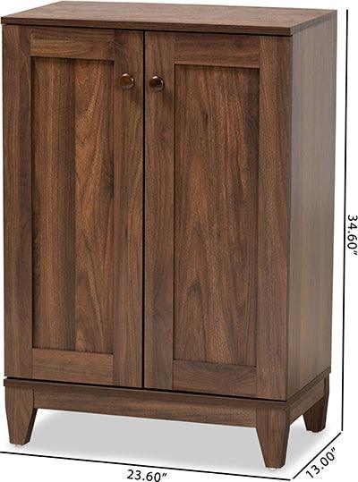 Wholesale Interiors Shoe Storage - Nissa Walnut Brown Finished Wood 2-Door Shoe Storage Cabinet