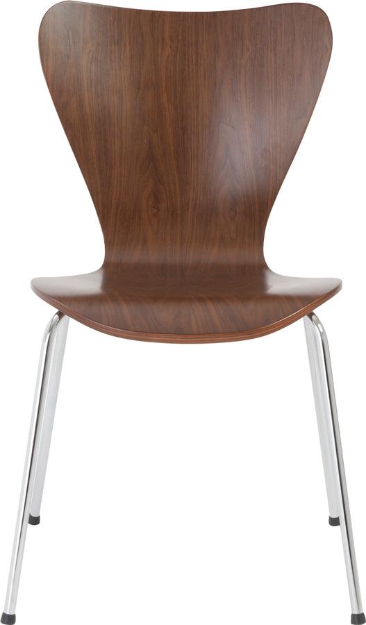 Euro Style Dining Chairs - Tendy Pro Stacking Side Chair in American Walnut with Chrome Legs - Set of 4