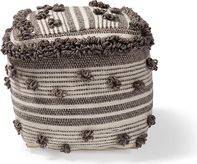 Wholesale Interiors Ottomans & Stools - Eligah Moroccan Ottoman Ivory & Brown