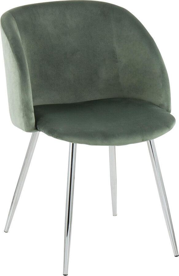 Lumisource Accent Chairs - Fran Contemporary Chair In Chrome & Sage Green Velvet (Set of 2)