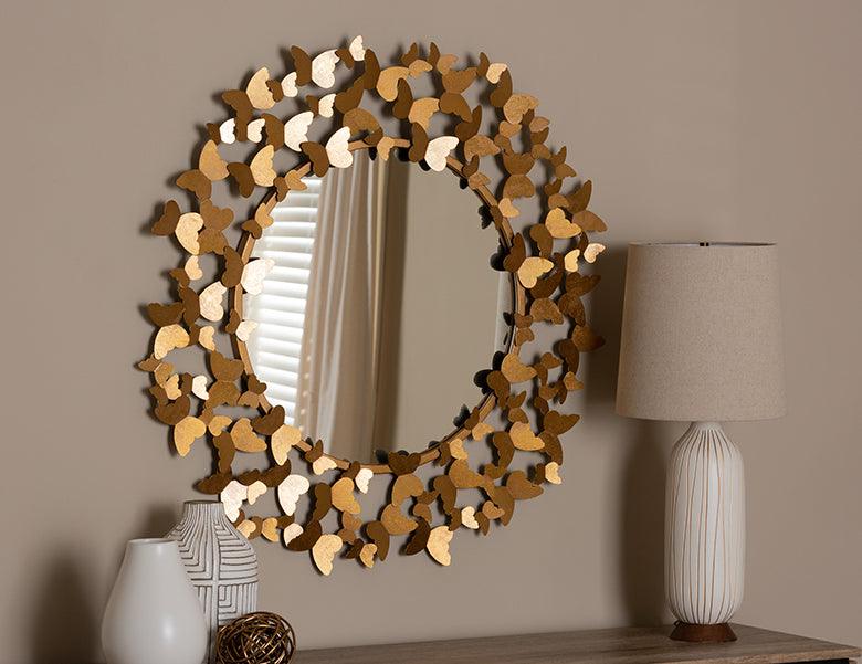 Wholesale Interiors Mirrors - Soleil Modern And Contemporary Antique Gold Finished Butterfly Accent Wall Mirror