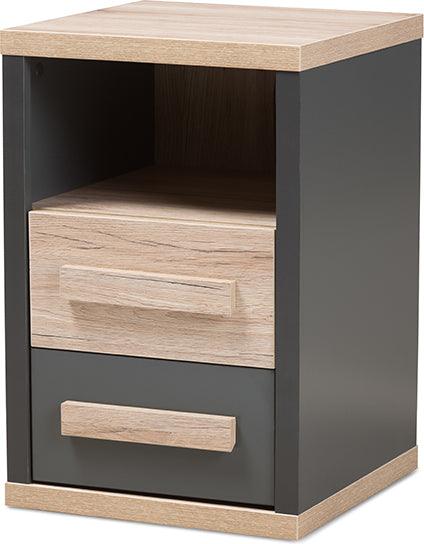 Wholesale Interiors Nightstands & Side Tables - Pandora Nightstand Dark Gray/Oak Light Brown
