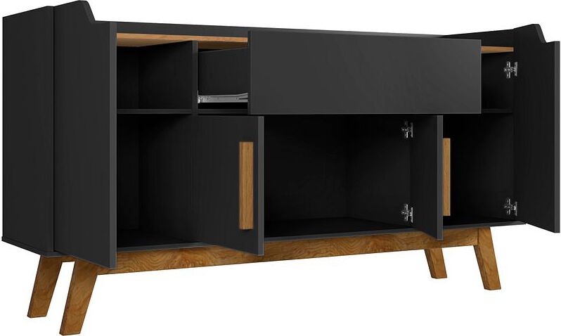 Manhattan Comfort Buffets & Cabinets - Addie 53.54 Sideboard in Matte Black and Cinnamon