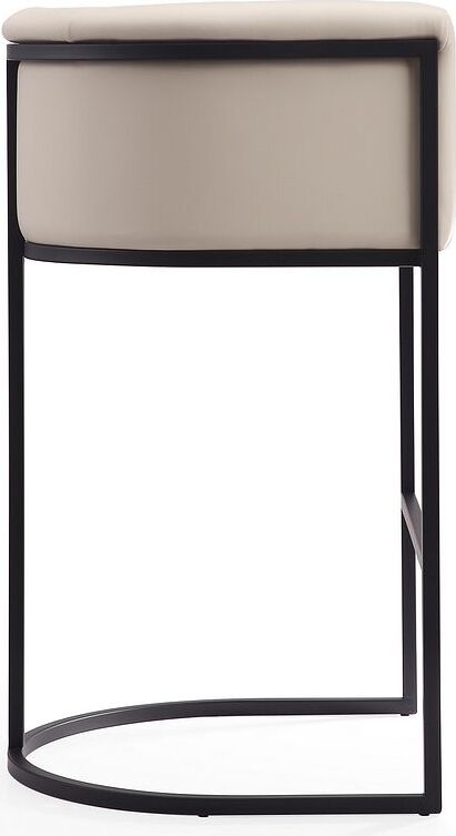 Manhattan Comfort Barstools - Cosmopolitan 37.8 in. Cream and Black Metal Barstool (Set of 2)